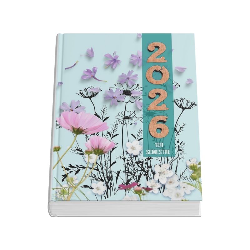 Agenda 2026 1er semestre version florale conçu par Zuleika Rodriguez autrice pour les professionnels du bien-être.